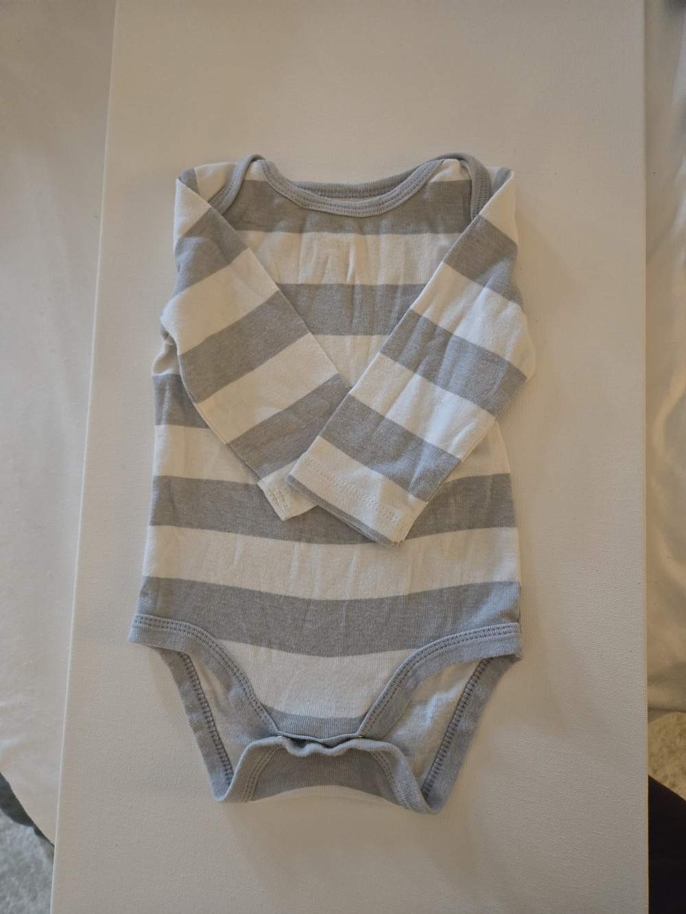 Circo Gray and White Striped Long-Sleeve Baby One-Piece